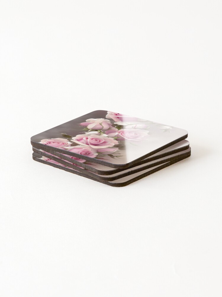 Thumbnail 4 of 5, Coasters (Set of 4), Pink Roses designed and sold by Logic72.