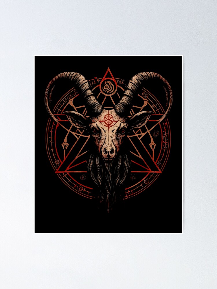 Baphomet Occult Print Poster, Satanic Decor, Satanic Illustration