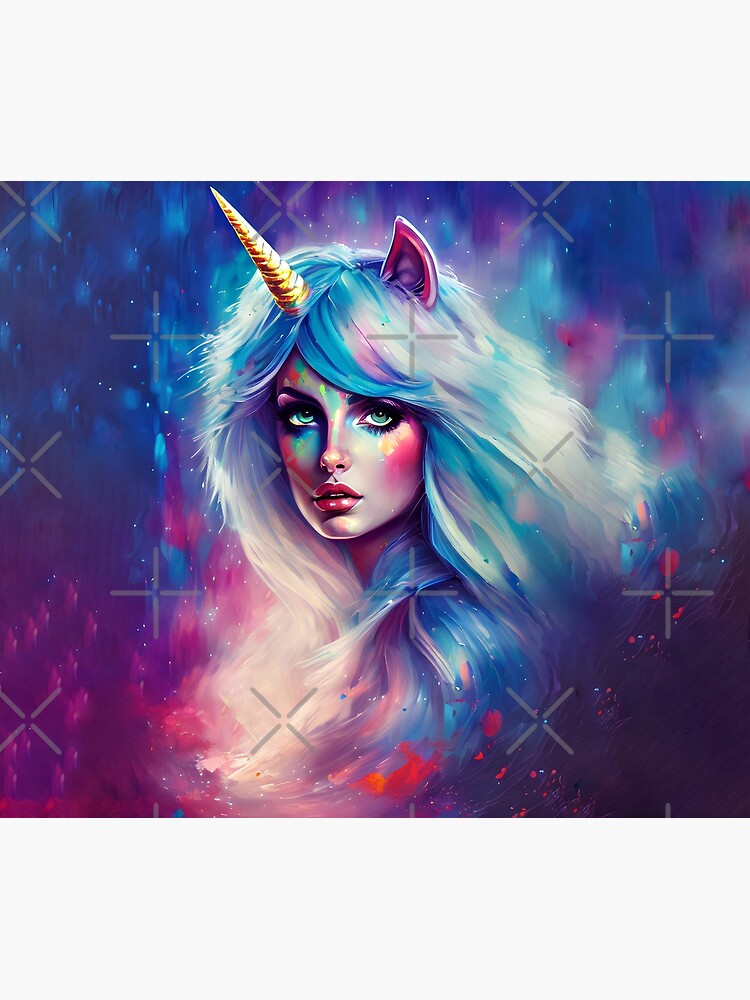 Colorful Magical Unicorn Girl Art | Poster