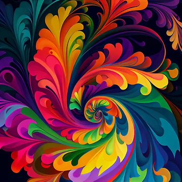 Vorschaubild zum Design Rainbow Impressionist Swirling Floral Pattern Digital Painting von CodeAndColors
