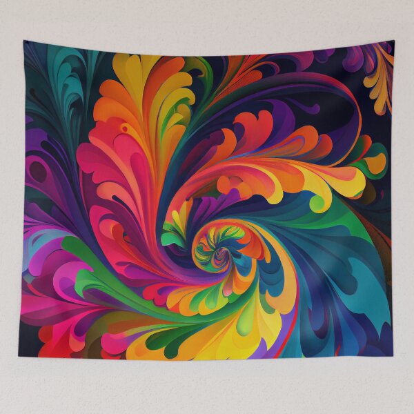 Item preview, Rainbow Impressionist Swirling Floral Pattern Digital Painting designed and sold by CodeAndColors.