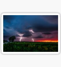 Lightning Bugs - Storm and Fireflies During a Brilliant Sunset Sticker