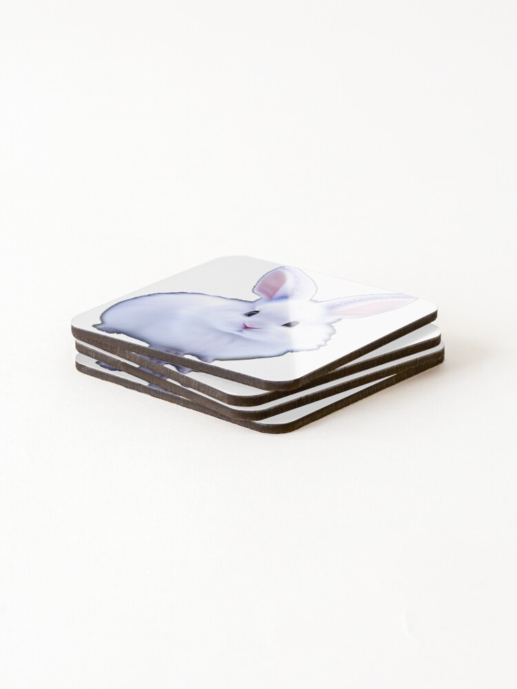 Thumbnail 4 of 5, Coasters (Set of 4), Cute White Rabbit designed and sold by Basunat.