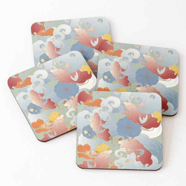 Aperçu de l'œuvre traditional classical auspicious cherry blossom  wave goldfish shading créée et vendue par UnaWu533.