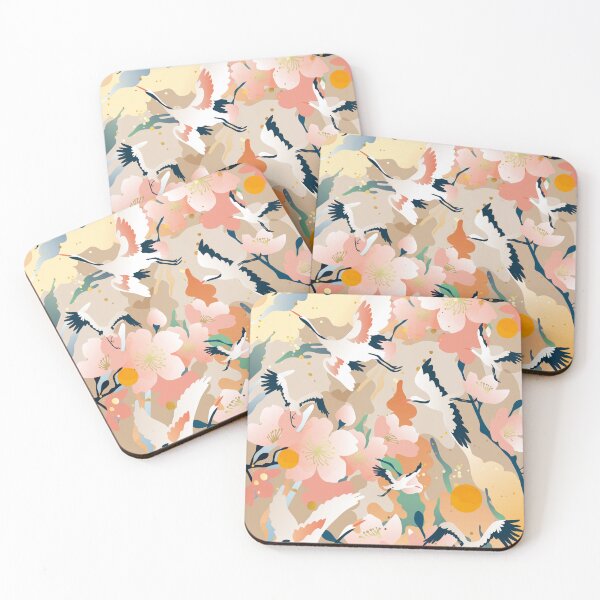 Item preview, colorful cloud  peach blossom crane designed and sold by UnaWu533.