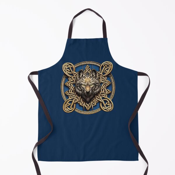 Item preview, Gold Navy Blue Celtic Knots Timber Wolf Tribal Emblem designed and sold by Cawaiico.