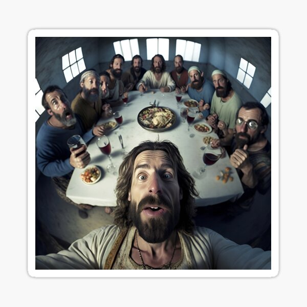 Vista previa del artículo con la obra «Selfie de la última cena de Jesús», diseñado y vendido por Asa Schlobohm.