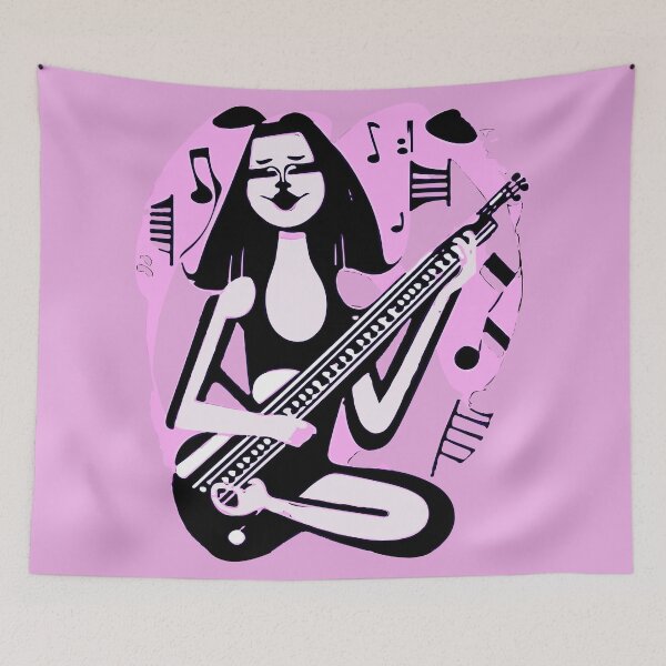 Item preview,  "Electric Guitarist with Pink Waves of Music" designed and sold by FunnyShopGirl.