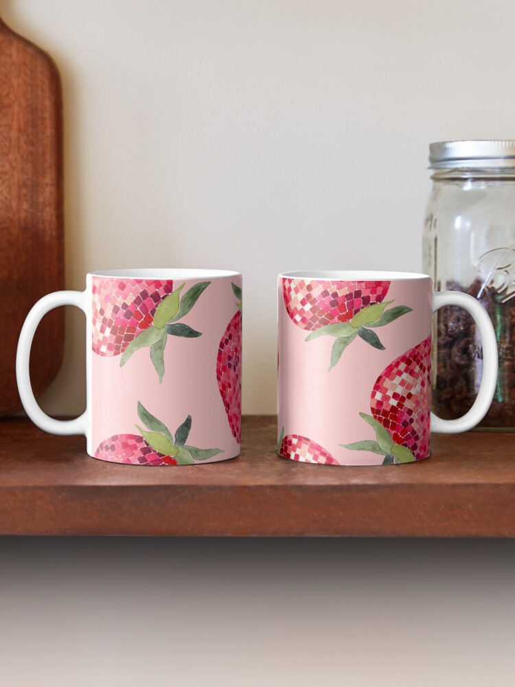 Thumbnail 2 of 6, Coffee Mug, Disco Ball Strawberry designed and sold by papierquarell.