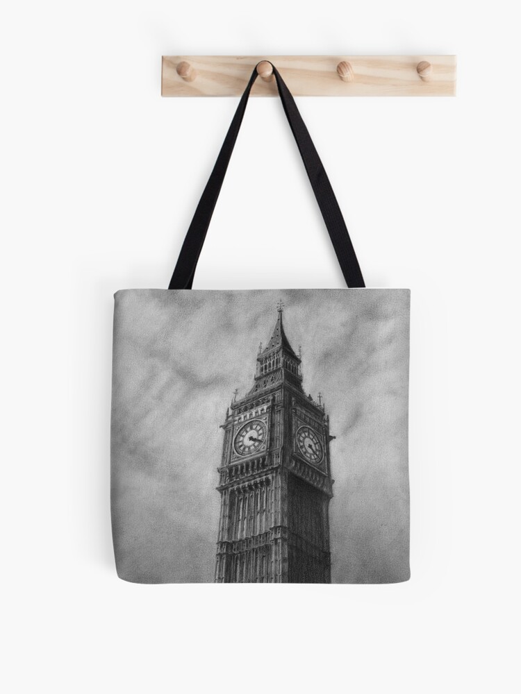 Big Ben London Black and White Tote Shopping Bag For Life 