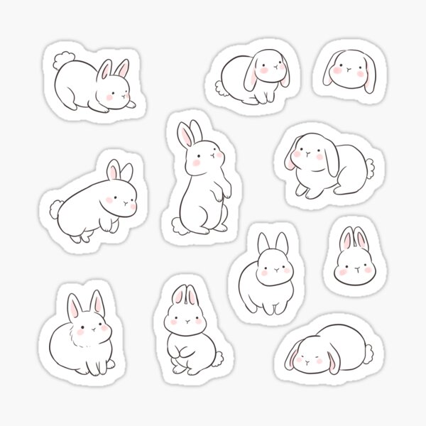 Item preview, Cute little white Bunnies pack - adorable bunny illustration  designed and sold by Yarafantasyart.