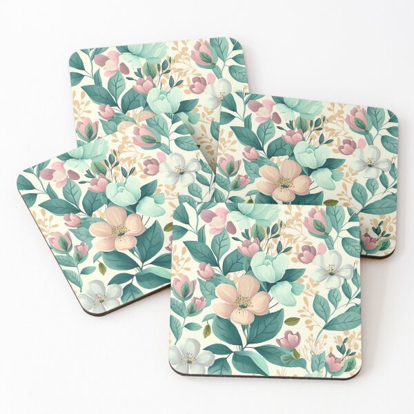 Item preview, pastel flowers pattern designed and sold by EmeraldeaArt.