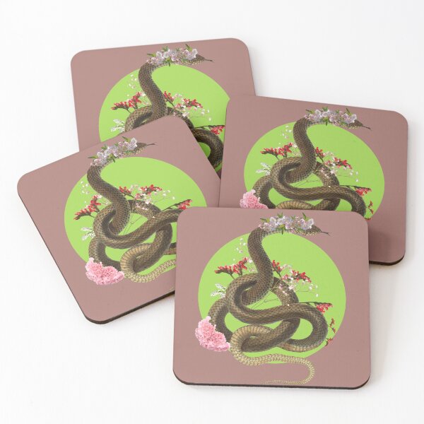 Artikelvorschau, Schlange mit rosa und roten Blumen entworfen und verkauft von GHANLUES.