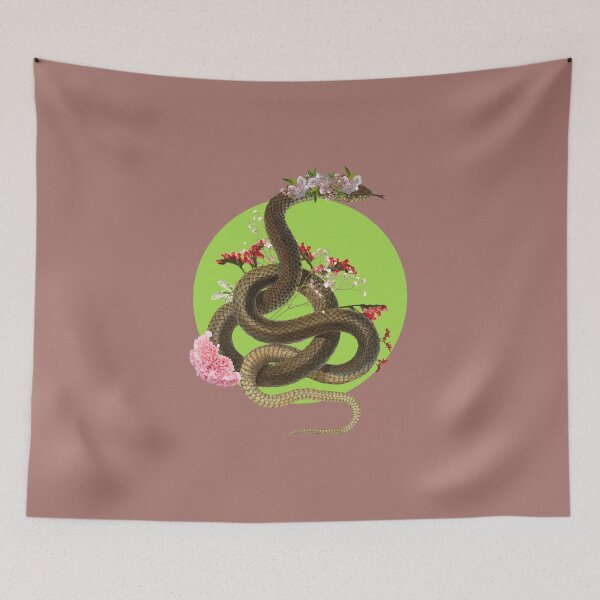 Item preview, Snake with pink and red flowers designed and sold by GHANLUES.