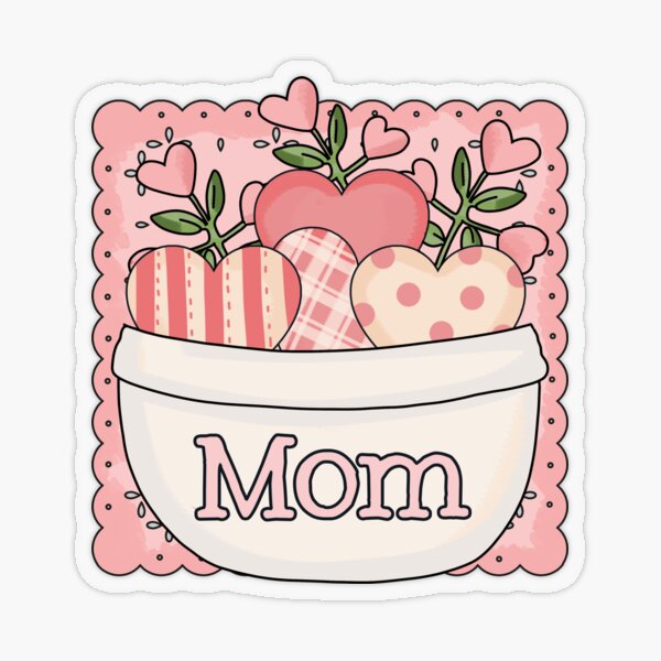 Mom - Mother's Day, Mothering Sunday Love Hearts Transparent Sticker