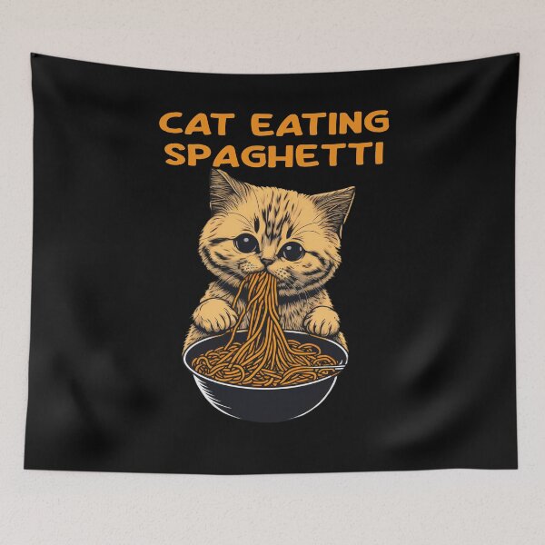 Item preview, Cat Eating Spaghetti designed and sold by TotalDesine.