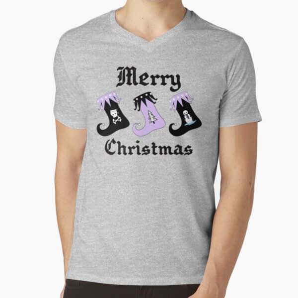 Merry Christmas Pastel Goth Elf Stockings V-Neck T-Shirt