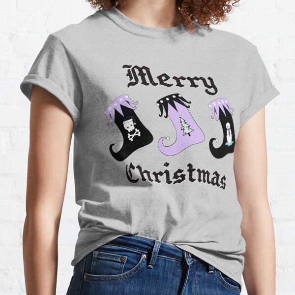 Merry Christmas Pastel Goth Elf Stockings Classic T-Shirt