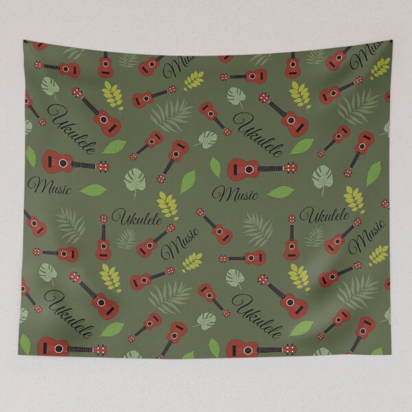 Item preview, Ukulele pattern with leaves - ukulele - variant designed and sold by piesdesignart.