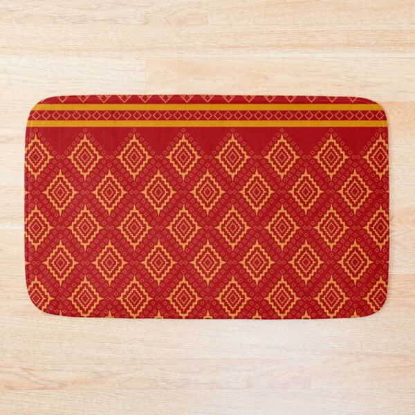 Item preview, Thai Ikat Seamless Pattern Gold Geometry on Red Background Thai Textile Thai Fabric designed and sold by Apkdesigner.
