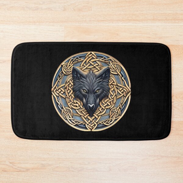 Item preview, Gold Grey Celtic Knots Wolf Tribal Emblem designed and sold by Cawaiico.