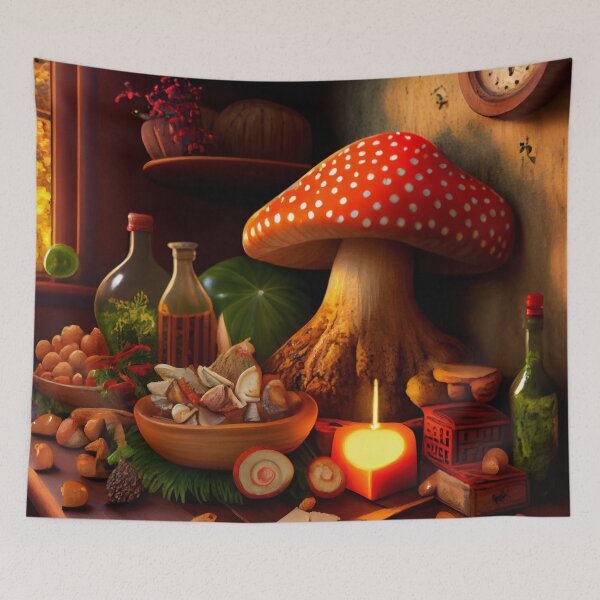 Item preview, Celebrating Home A Mushroom Buffet Digital Painting designed and sold by CodeAndColors.