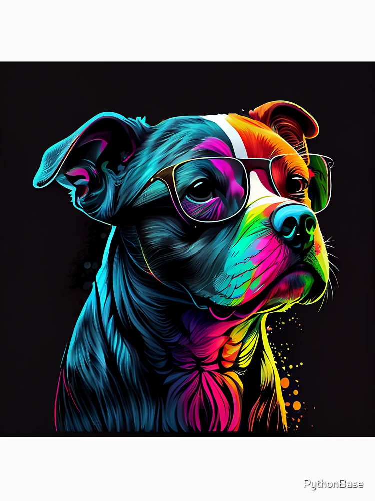 Thumbnail 4 of 4, V-Neck T-Shirt, Dog Colorful Style designed and sold by PythonBase.