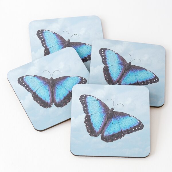 Item preview, Blue morpho butterfly on light blue - acrylic painting designed and sold by MarionsArt.