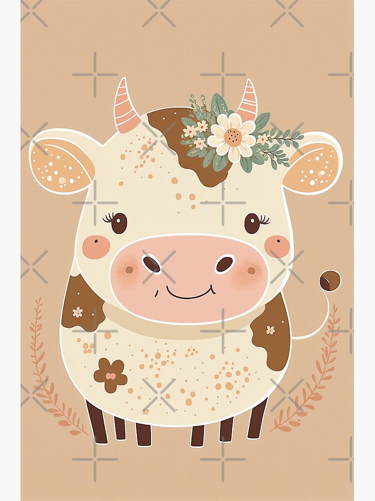 Disover Boho style Nursery Character -Cow04 Premium Matte Vertical Poster