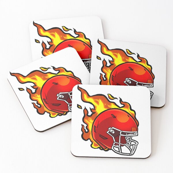Item preview, american football red helmet on fire   designed and sold by StairheadStore.