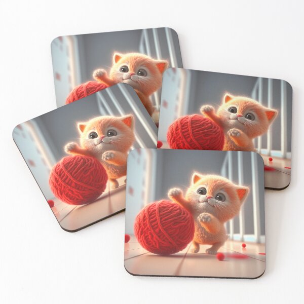 Item preview, Cute kitten, playing with a ball of wool, naughty, for children's decoration designed and sold by Crea79.