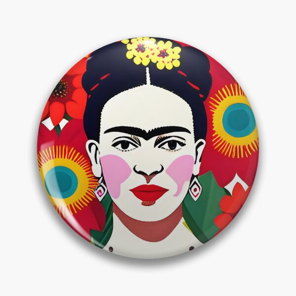Item preview, Mexican Folk Art, beautiful lady in red poppies. Inspired by Frida Kahlo designed and sold by RoyalRepublics.