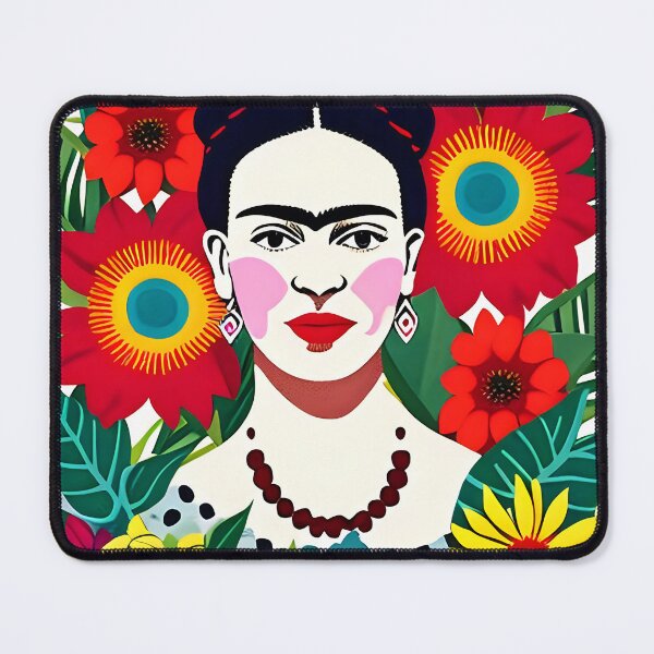 Item preview, Mexican Folk Art, beautiful lady in red poppies. Inspired by Frida Kahlo designed and sold by RoyalRepublics.