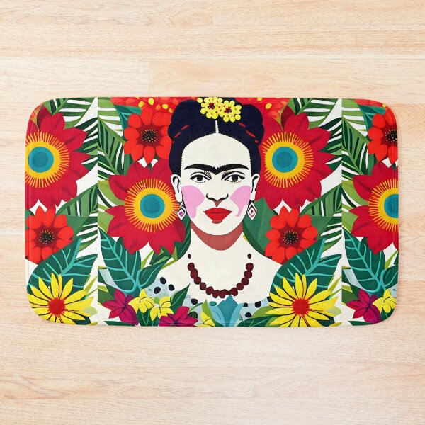 Item preview, Mexican Folk Art, beautiful lady in red poppies. Inspired by Frida Kahlo designed and sold by RoyalRepublics.