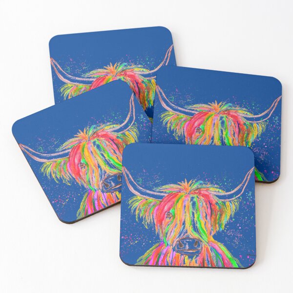 Item preview, Highland Cow Watercolor painting blue designed and sold by Monika Howarth.