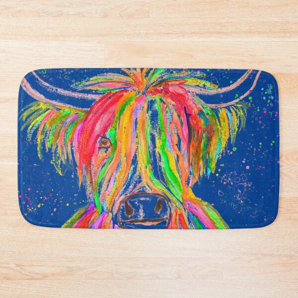 Item preview, Highland Cow Watercolor painting blue designed and sold by Monika Howarth.