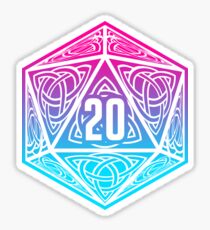 DnD d20 Die | Magenta-Cyan Gradient (Original) Sticker