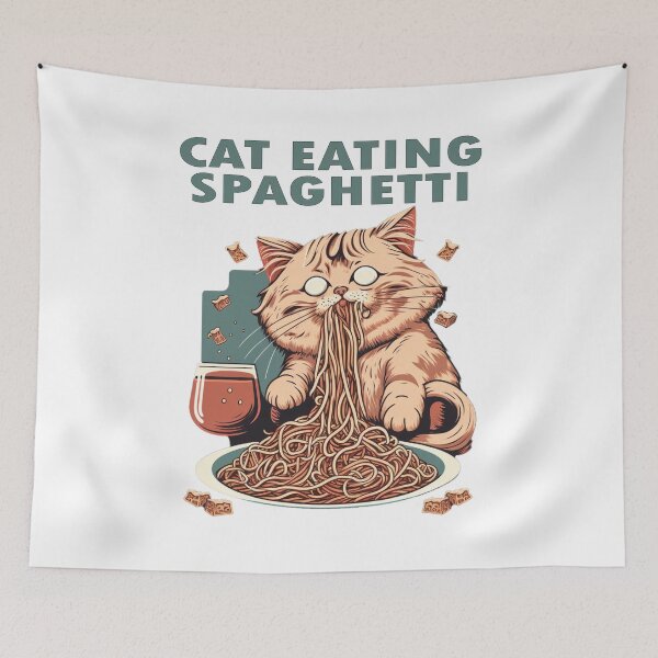Item preview, Cat Eating Spaghetti #6 designed and sold by TotalDesine.