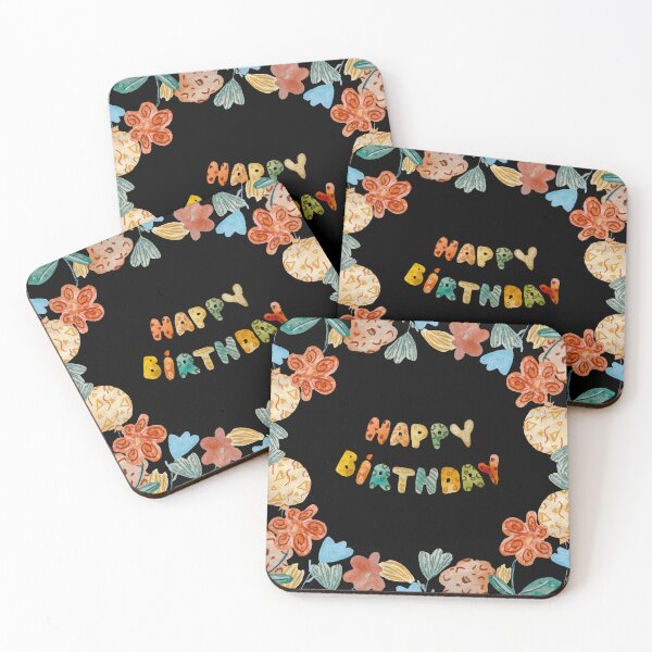 Artikelvorschau, Frame flower birthday letters a watercolor sketch black entworfen und verkauft von Yana Mustafina | Boho Soulful Designs.