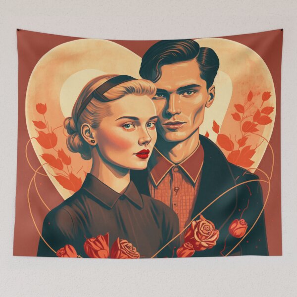 Item preview, Illustration of handsome young couple in heart designed and sold by KristinaNEL.