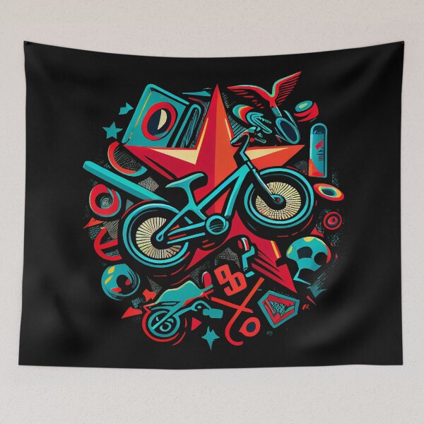 Item preview, BMX designs with a bold and colorful flair, perfect for riders looking to express themselves. Inspired by tattoos, pop-art, and vintage and retro simple shapes (9) designed and sold by TourDePassion.