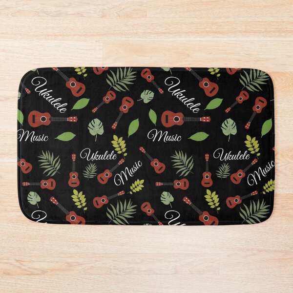 Item preview, Ukulele pattern with leaves - ukulele - variant black designed and sold by piesdesignart.