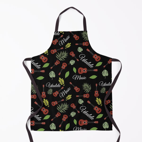 Item preview, Ukulele pattern with leaves - ukulele - variant black designed and sold by piesdesignart.