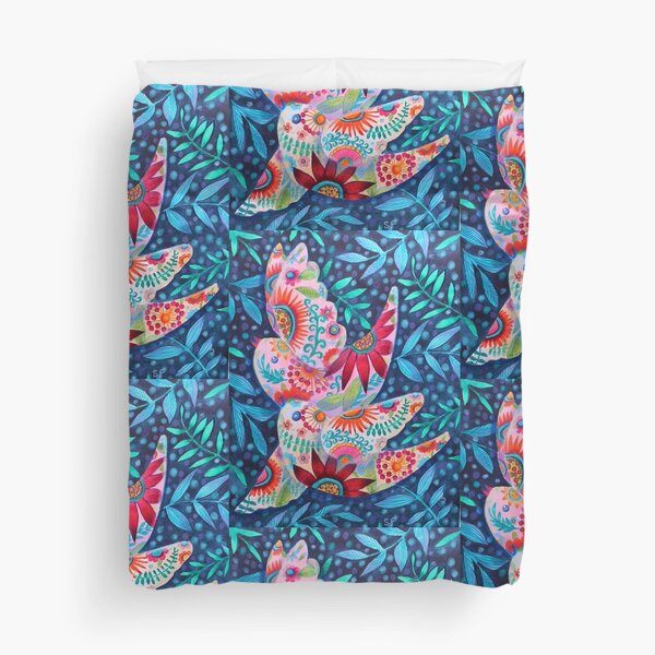 The Joy of Singing Duo Watercolor Painting Duvet Cover