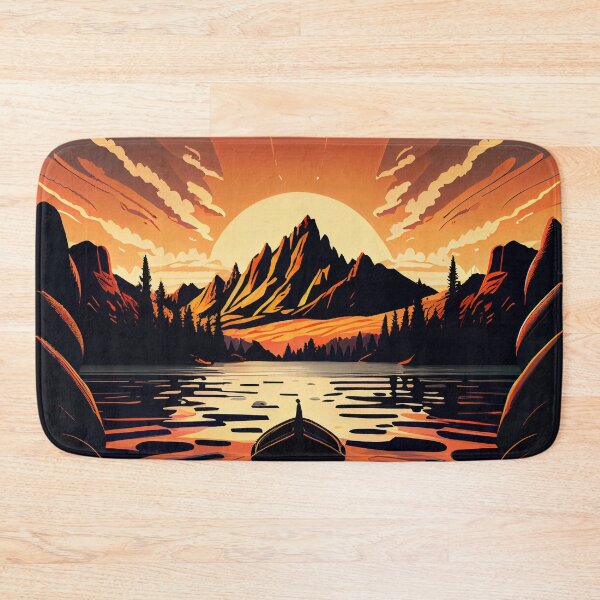Item preview, Mountain and Lake Sunset beautiful Duo chromatic art designed and sold by Visual-wallart.