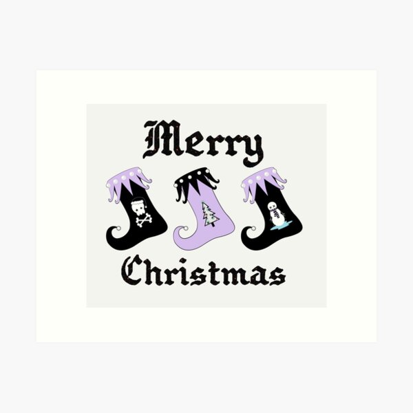 Merry Christmas Pastel Goth Elf Stockings Art Print