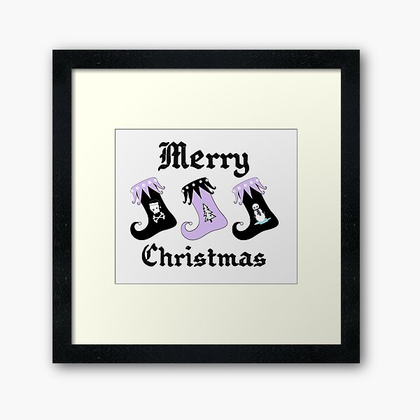 Merry Christmas Pastel Goth Elf Stockings Framed Art Print