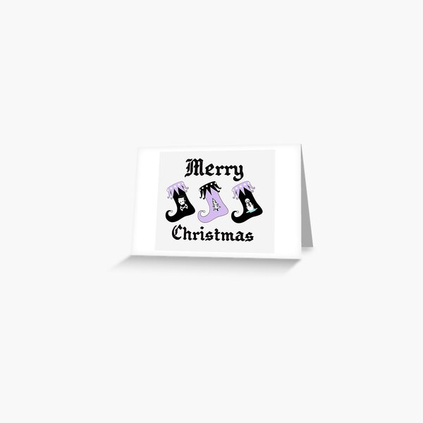 Merry Christmas Pastel Goth Elf Stockings Greeting Card