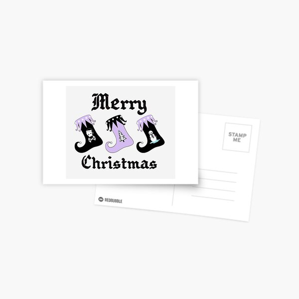 Merry Christmas Pastel Goth Elf Stockings Postcard