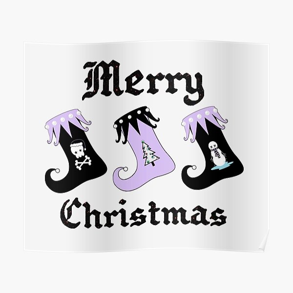 Merry Christmas Pastel Goth Elf Stockings Poster